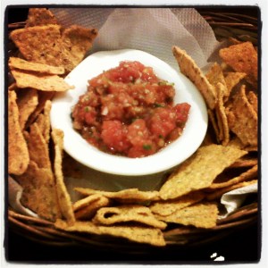 Making a simple nachos and salsa looking awesome...